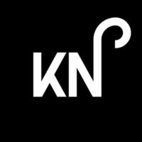 kn lettera logo design su sfondo nero. kn creative iniziali lettera logo concept. disegno della lettera k. kn disegno della lettera bianca su sfondo nero. kn, kn logo vettore