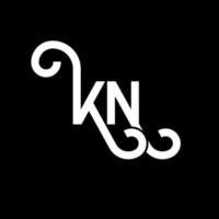 kn lettera logo design su sfondo nero. kn creative iniziali lettera logo concept. disegno della lettera k. kn disegno della lettera bianca su sfondo nero. kn, kn logo vettore