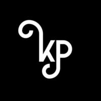 kp lettera logo design su sfondo nero. kp creative iniziali lettera logo concept. disegno della lettera kp. kp bianco lettera design su sfondo nero. kp, kp logo vettore