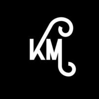 design del logo della lettera km su sfondo nero. km creative iniziali lettera logo concept. disegno della lettera km. km disegno della lettera bianca su sfondo nero. km, km logo vettore