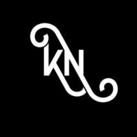 kn lettera logo design su sfondo nero. kn creative iniziali lettera logo concept. disegno della lettera k. kn disegno della lettera bianca su sfondo nero. kn, kn logo vettore