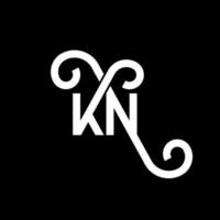 kn lettera logo design su sfondo nero. kn creative iniziali lettera logo concept. disegno della lettera k. kn disegno della lettera bianca su sfondo nero. kn, kn logo vettore