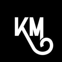 design del logo della lettera km su sfondo nero. km creative iniziali lettera logo concept. disegno della lettera km. km disegno della lettera bianca su sfondo nero. km, km logo vettore