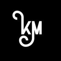 design del logo della lettera km su sfondo nero. km creative iniziali lettera logo concept. disegno della lettera km. km disegno della lettera bianca su sfondo nero. km, km logo vettore