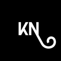 kn lettera logo design su sfondo nero. kn creative iniziali lettera logo concept. disegno della lettera k. kn disegno della lettera bianca su sfondo nero. kn, kn logo vettore