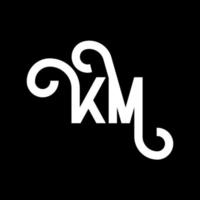 design del logo della lettera km su sfondo nero. km creative iniziali lettera logo concept. disegno della lettera km. km disegno della lettera bianca su sfondo nero. km, km logo vettore