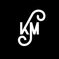 design del logo della lettera km su sfondo nero. km creative iniziali lettera logo concept. disegno della lettera km. km disegno della lettera bianca su sfondo nero. km, km logo vettore