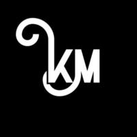 design del logo della lettera km su sfondo nero. km creative iniziali lettera logo concept. disegno della lettera km. km disegno della lettera bianca su sfondo nero. km, km logo vettore