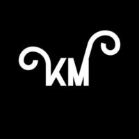 design del logo della lettera km su sfondo nero. km creative iniziali lettera logo concept. disegno della lettera km. km disegno della lettera bianca su sfondo nero. km, km logo vettore