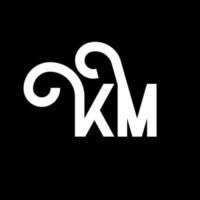 design del logo della lettera km su sfondo nero. km creative iniziali lettera logo concept. disegno della lettera km. km disegno della lettera bianca su sfondo nero. km, km logo vettore