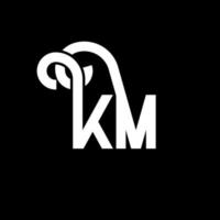 design del logo della lettera km su sfondo nero. km creative iniziali lettera logo concept. disegno della lettera km. km disegno della lettera bianca su sfondo nero. km, km logo vettore