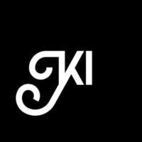 ki lettera logo design su sfondo nero. ki creative iniziali lettera logo concept. disegno della lettera ki. ki bianco lettera design su sfondo nero. ki, ki logo vettore