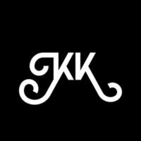 kk lettera logo design su sfondo nero. kk creative iniziali lettera logo concept. disegno della lettera kk. kk bianco lettera design su sfondo nero. kk, kk logo vettore