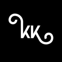 kk lettera logo design su sfondo nero. kk creative iniziali lettera logo concept. disegno della lettera kk. kk bianco lettera design su sfondo nero. kk, kk logo vettore