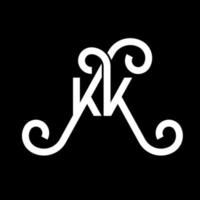 kk lettera logo design su sfondo nero. kk creative iniziali lettera logo concept. disegno della lettera kk. kk bianco lettera design su sfondo nero. kk, kk logo vettore