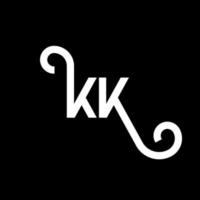 kk lettera logo design su sfondo nero. kk creative iniziali lettera logo concept. disegno della lettera kk. kk bianco lettera design su sfondo nero. kk, kk logo vettore