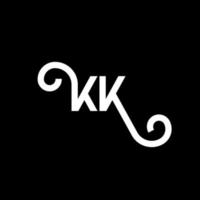 kk lettera logo design su sfondo nero. kk creative iniziali lettera logo concept. disegno della lettera kk. kk bianco lettera design su sfondo nero. kk, kk logo vettore