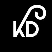 kd lettera logo design su sfondo nero. kd creative iniziali lettera logo concept. disegno della lettera kd. kd bianco lettera design su sfondo nero. kd, kd logo vettore