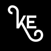 ke lettera logo design su sfondo nero. ke creative iniziali lettera logo concept. ke disegno della lettera. ke disegno della lettera bianca su sfondo nero. ke, ke logo vettore