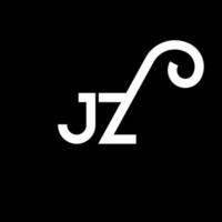 jz lettera logo design su sfondo nero. jz creative iniziali lettera logo concept. jz disegno della lettera. jz bianco lettera design su sfondo nero. jz, jz logo vettore