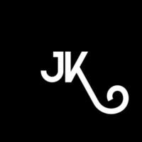 jk lettera logo design su sfondo nero. jk creative iniziali lettera logo concept. disegno della lettera jk. jk bianco lettera design su sfondo nero. jk, jk logo vettore