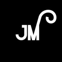 jm lettera logo design su sfondo nero. jm creative iniziali lettera logo concept. disegno della lettera jm. jm bianco lettera design su sfondo nero. jm, jm logo vettore