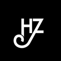 design del logo della lettera hz su sfondo nero. hz creative iniziali lettera logo concept. disegno della lettera hz. hz bianco lettera design su sfondo nero. hz, hz logo vettore