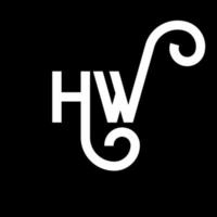 hw lettera logo design su sfondo nero. hw creative iniziali lettera logo concept. disegno della lettera hw. hw disegno della lettera bianca su sfondo nero. hw, hw logo vettore