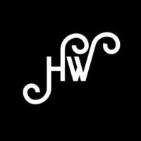 hw lettera logo design su sfondo nero. hw creative iniziali lettera logo concept. disegno della lettera hw. hw disegno della lettera bianca su sfondo nero. hw, hw logo vettore