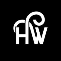 hw lettera logo design su sfondo nero. hw creative iniziali lettera logo concept. disegno della lettera hw. hw disegno della lettera bianca su sfondo nero. hw, hw logo vettore