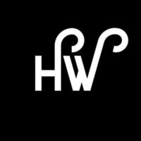 hw lettera logo design su sfondo nero. hw creative iniziali lettera logo concept. disegno della lettera hw. hw disegno della lettera bianca su sfondo nero. hw, hw logo vettore