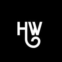 hw lettera logo design su sfondo nero. hw creative iniziali lettera logo concept. disegno della lettera hw. hw disegno della lettera bianca su sfondo nero. hw, hw logo vettore