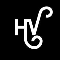 hv lettera logo design su sfondo nero. hv creative iniziali lettera logo concept. disegno della lettera hv. hv bianco lettera design su sfondo nero. hv, hv logo vettore