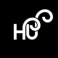 hu lettera logo design su sfondo nero. hu creative iniziali lettera logo concept. hu disegno della lettera. eh disegno di lettera bianca su sfondo nero. eh, eh logo vettore