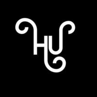 hu lettera logo design su sfondo nero. hu creative iniziali lettera logo concept. hu disegno della lettera. eh disegno di lettera bianca su sfondo nero. eh, eh logo vettore