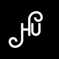 hu lettera logo design su sfondo nero. hu creative iniziali lettera logo concept. hu disegno della lettera. eh disegno di lettera bianca su sfondo nero. eh, eh logo vettore