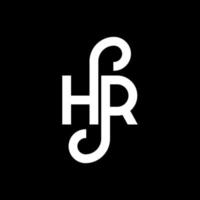 hr lettera logo design su sfondo nero. hr creative iniziali lettera logo concept. disegno della lettera h. hr bianco lettera design su sfondo nero. ora, ora logo vettore