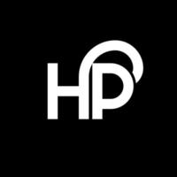 design del logo della lettera hp su sfondo nero. hp creative iniziali lettera logo concept. disegno della lettera hp. hp bianco lettera design su sfondo nero. hp, hp logo vettore