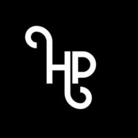 design del logo della lettera hp su sfondo nero. hp creative iniziali lettera logo concept. disegno della lettera hp. hp bianco lettera design su sfondo nero. hp, hp logo vettore