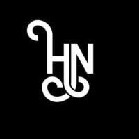 hn lettera logo design su sfondo nero. hn creative iniziali lettera logo concept. disegno della lettera hn. hn bianco lettera design su sfondo nero. oh, hn logo vettore