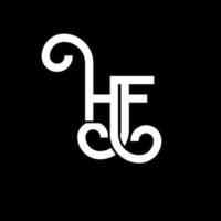 hf lettera logo design su sfondo nero. hf creative iniziali lettera logo concept. disegno della lettera hf. hf disegno della lettera bianca su sfondo nero. hf, hf logo vettore