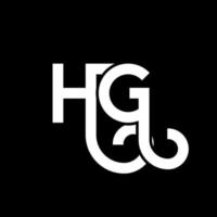 hg lettera logo design su sfondo nero. hg creative iniziali lettera logo concept. disegno della lettera hg. hg bianco lettera design su sfondo nero. hg, hg logo vettore
