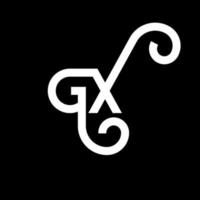 gx lettera logo design su sfondo nero. gx creative iniziali lettera logo concept. disegno della lettera gx. gx bianco lettera design su sfondo nero. gx, gx logo vettore