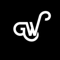 gw lettera logo design su sfondo nero. gw creative iniziali lettera logo concept. disegno della lettera gw. gw disegno della lettera bianca su sfondo nero. gw, gw logo vettore