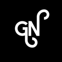 gn lettera logo design su sfondo nero. gn creative iniziali lettera logo concept. disegno della lettera gn. gn disegno della lettera bianca su sfondo nero. gn, gn logo vettore