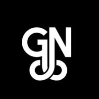 gn lettera logo design su sfondo nero. gn creative iniziali lettera logo concept. disegno della lettera gn. gn disegno della lettera bianca su sfondo nero. gn, gn logo vettore