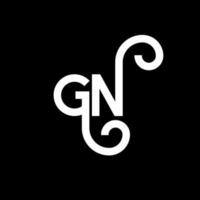 gn lettera logo design su sfondo nero. gn creative iniziali lettera logo concept. disegno della lettera gn. gn disegno della lettera bianca su sfondo nero. gn, gn logo vettore