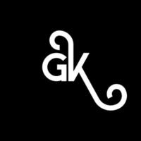 gk lettera logo design su sfondo nero. gk creative iniziali lettera logo concept. disegno della lettera gk. gk bianco lettera design su sfondo nero. gk, gk logo vettore