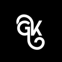 gk lettera logo design su sfondo nero. gk creative iniziali lettera logo concept. disegno della lettera gk. gk bianco lettera design su sfondo nero. gk, gk logo vettore