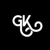 gk lettera logo design su sfondo nero. gk creative iniziali lettera logo concept. disegno della lettera gk. gk bianco lettera design su sfondo nero. gk, gk logo vettore